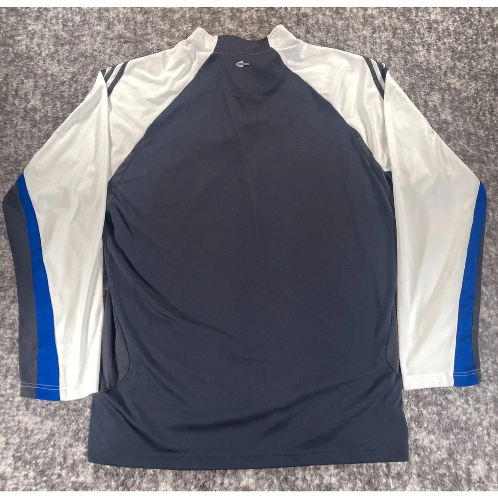 Vintage Adidas Clima Cool Mens 2XL Quarter Zip Running Shirt White Blue